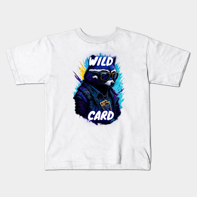 Raccoon Rider of the Card Deck Kids T-Shirt by Penguin-san